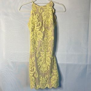 Yellow Floral Halter Dress